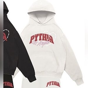 Women's White and Black Hoodie Set